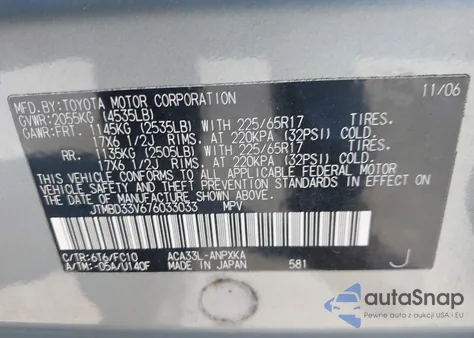 2007 Toyota Rav4 from USA, damaged, VIN JTMBD33V676033033